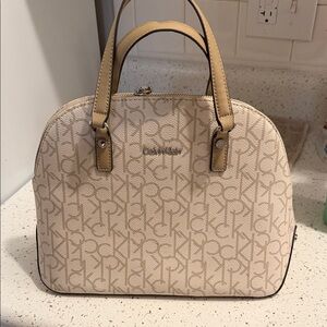 Calvin Klein Beige Monogram Satchel